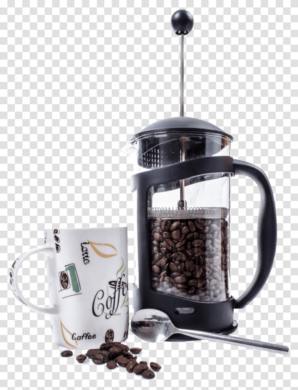 Coffee Grinder And Coffee Cup Image Coffee Grinder, Pottery, Jug, Mixer, Appliance Transparent Png