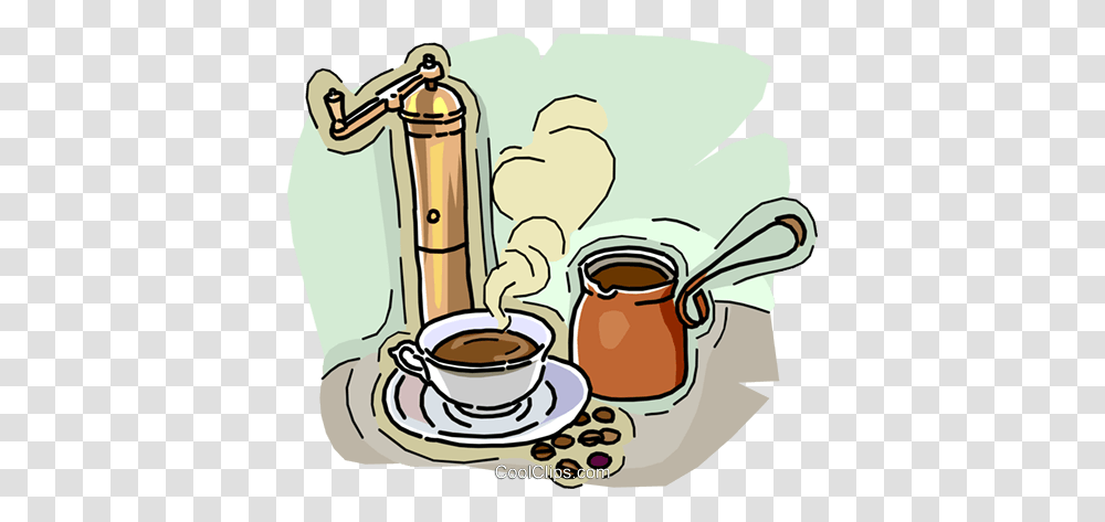 Coffee Grinder Coffee Pot Cup Of Coffee Royalty Free Vector Clip, Coffee Cup, Pottery, Beverage, Drink Transparent Png