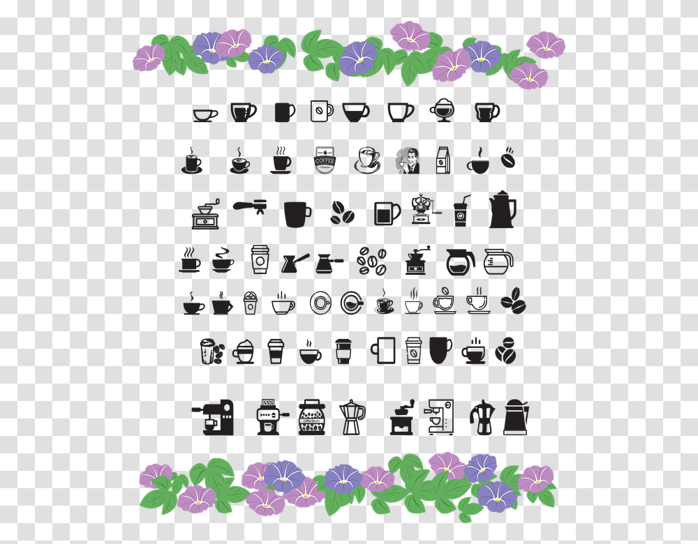 Coffee Icons Coffee Cup Drink Cafe Symbol Mug, Plant, Computer Keyboard, Flower, Purple Transparent Png
