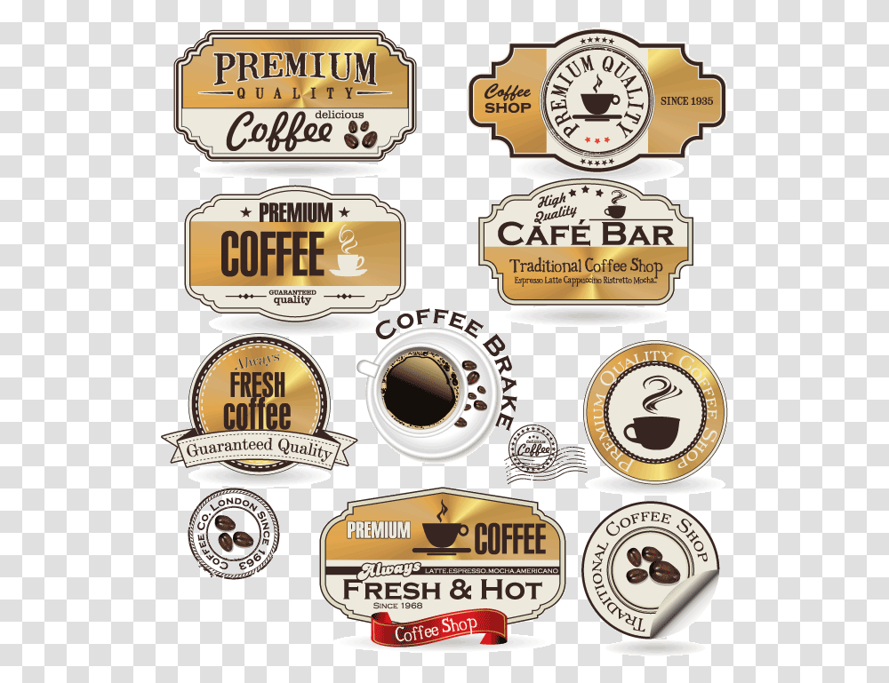 Coffee Labels Vintage Coffee Vector Bar, Coffee Cup, Logo Transparent Png