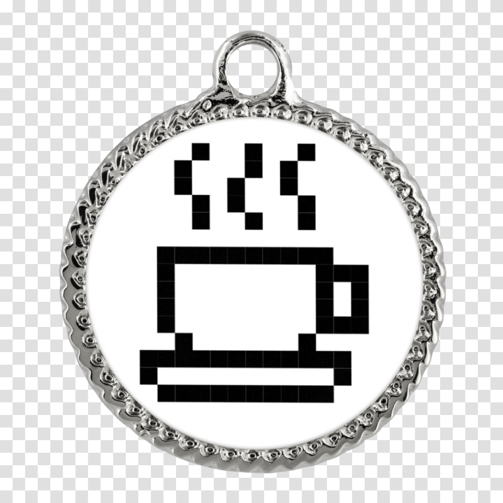 Coffee Lovers Pixel Art Deco Coin Necklace Hangry Gamer Gear, Locket, Pendant, Jewelry, Accessories Transparent Png