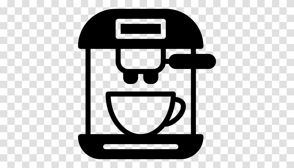 Coffee Machine Hot Drink Technology Kitchenware Coffee Shop Icon, Coffee Cup, Appliance, Stencil, Espresso Transparent Png