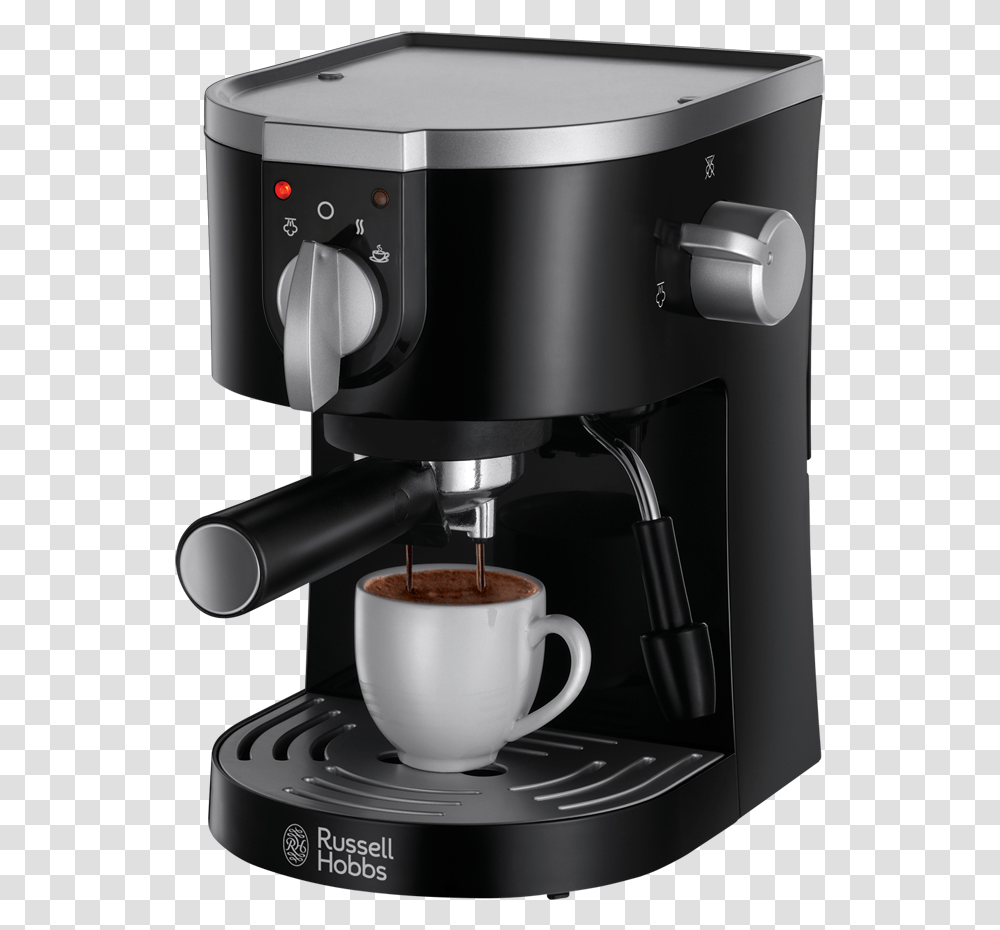 Coffee Machine Russell Hobbs Espresso Machine, Coffee Cup, Beverage, Drink, Mixer Transparent Png