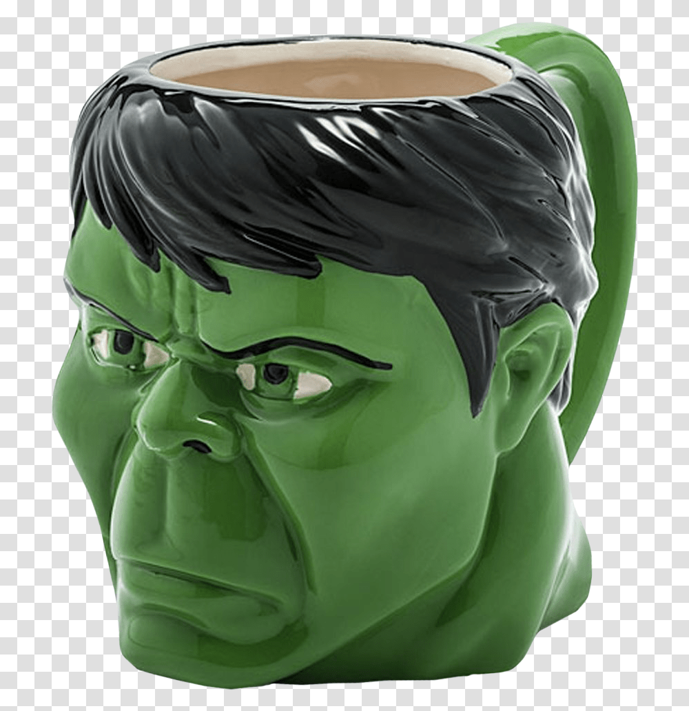 Coffee Mug In Hulk Design, Head, Green Transparent Png
