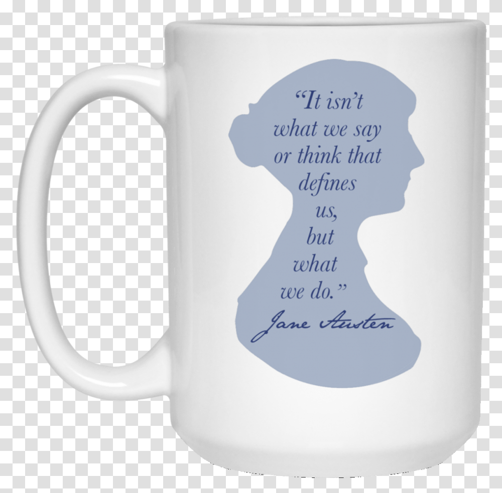 Coffee Mug With Jane Austen Silhouette And Quote Mug, Coffee Cup, Soil, Plot Transparent Png