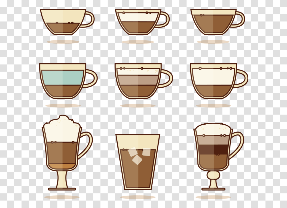 Coffee Mugs Cup Tea Iced Espresso Vector Types Of Coffee Illustration, Coffee Cup, Trophy, Wristwatch, Beverage Transparent Png