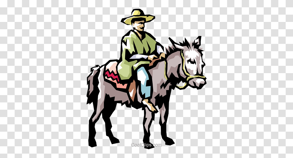 Coffee Picker On A Jackass Royalty Free Vector Clip Art, Animal, Mammal, Person, Human Transparent Png