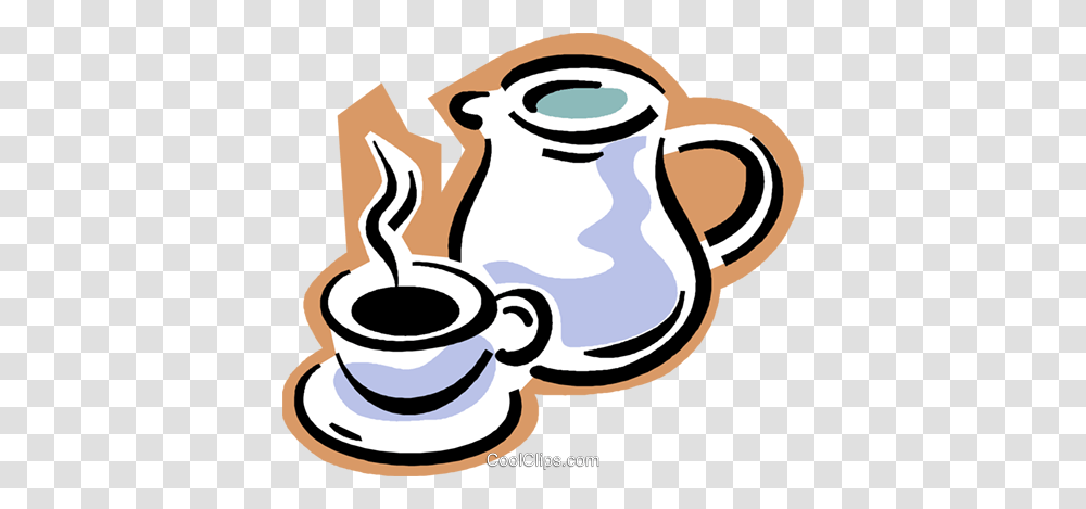 Coffee Pot With Cup Of Coffee Royalty Free Vector Clip Art, Coffee Cup, Pottery, Teapot, Jug Transparent Png