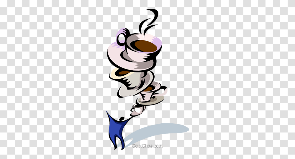 Coffee Shopwaiter Balancing Coffee Cups Royalty Free Vector Clip, Label, Face Transparent Png