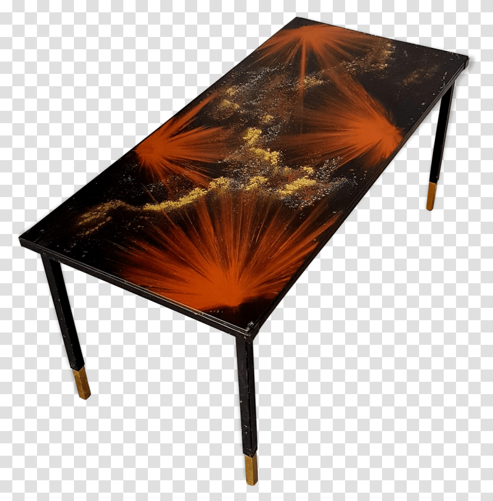 Coffee Table Brass Metal Lacquered Black Glass Top Coffee Table, Tabletop, Furniture, Screen, Electronics Transparent Png