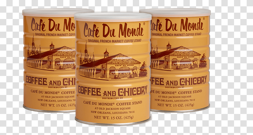 Coffee Tumblr Cafe Du Monde French Market, Label, Tin, Can Transparent Png