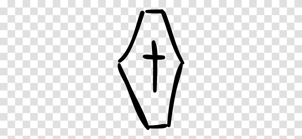 Coffin Hand Drawn Shape With A Cross Vector, Gray, World Of Warcraft Transparent Png