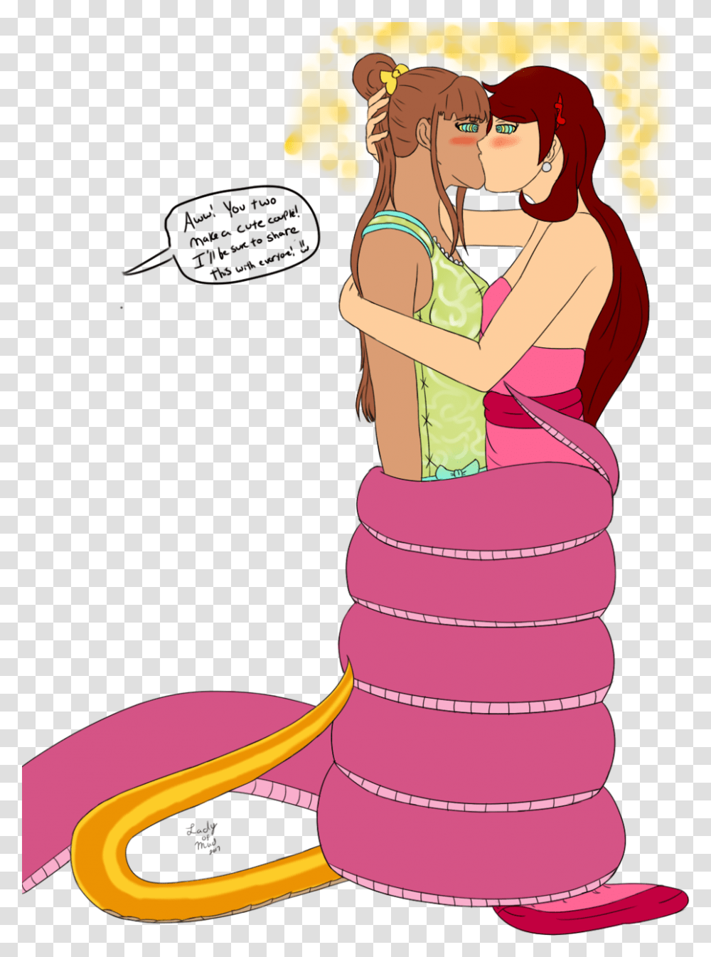 Coiled N Kissing By Lady Of Mud Cartoon, Person, Hug, Kneeling, Washing Transparent Png