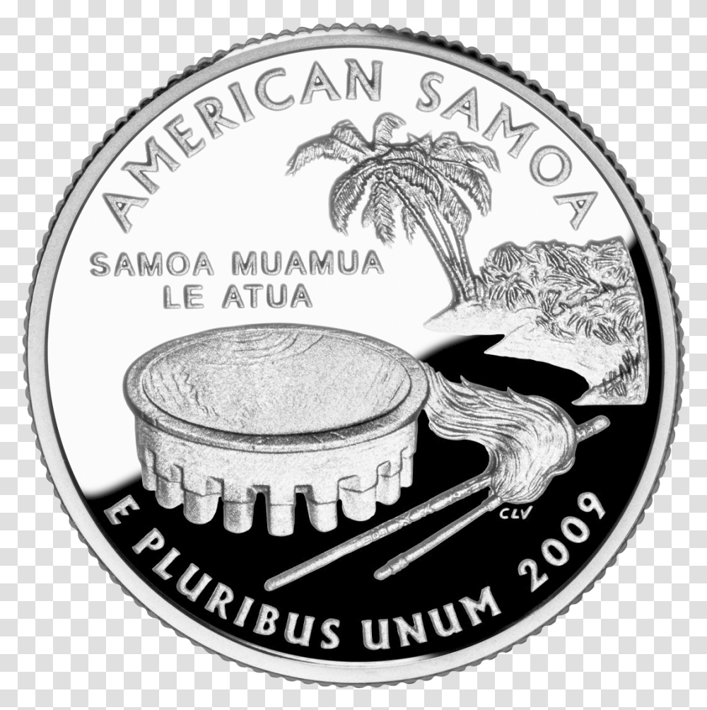 Coin Clipart Outline State Quarter American Samoa, Money, Logo, Trademark Transparent Png