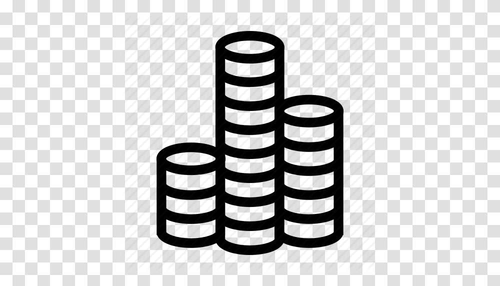 Coin Coins Gambling Chips Money Pile Stack Treasure Icon, Weapon, Weaponry, Cylinder, Barrel Transparent Png