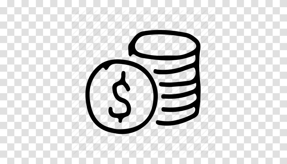 Coin Dollar Drawn Finance Hand Money Stack Icon, Barrel, Cylinder, Keg, Spiral Transparent Png