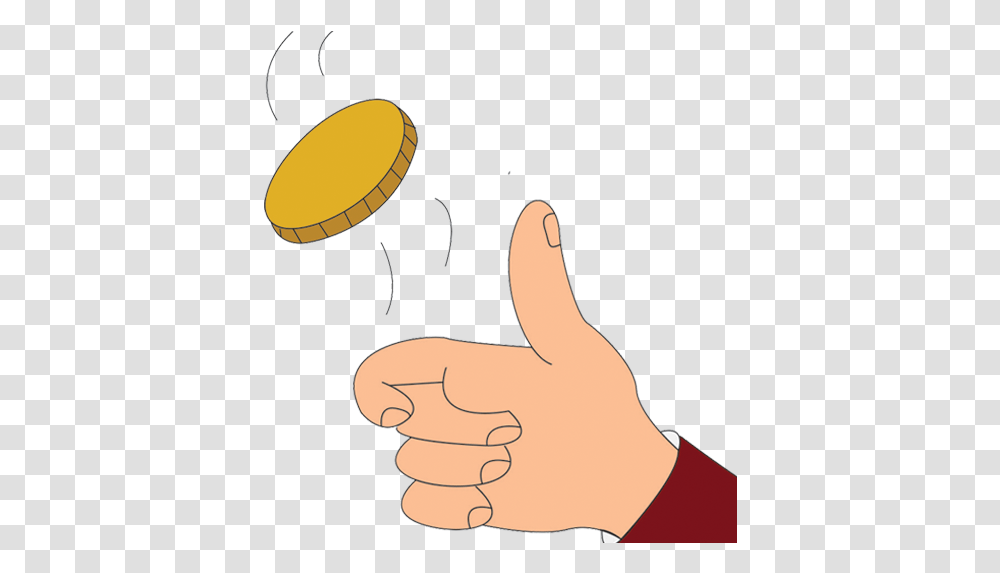 Coin Flip - Apps Hand Cartoon Flipping Coin, Thumbs Up, Finger Transparent Png