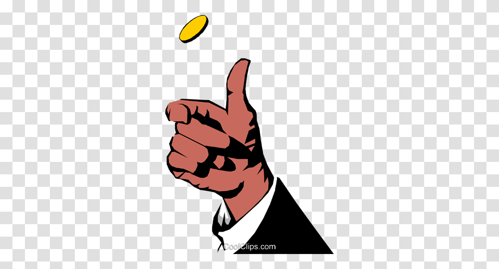 Coin Toss Royalty Free Vector Clip Art Illustration, Hand, Finger, Thumbs Up, Person Transparent Png