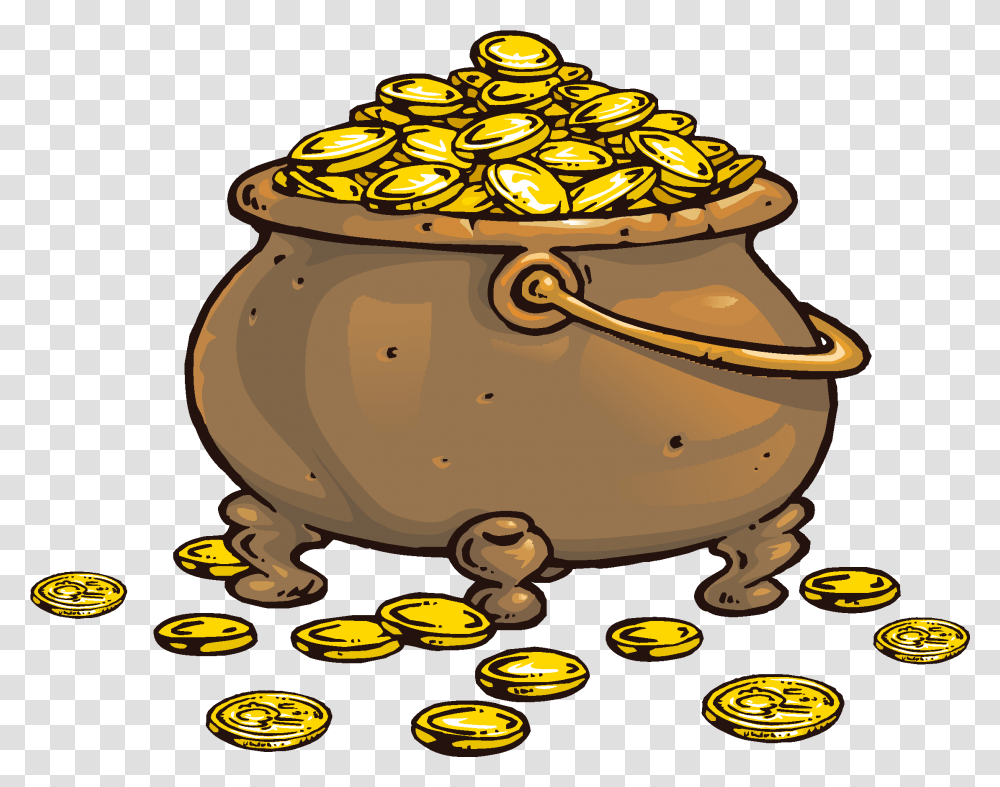 Coins Clipart Treasure Coin Gold Treasure Clipart, Pottery, Helmet, Clothing, Apparel Transparent Png