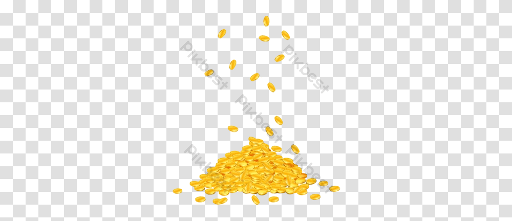 Coins Isolated Vector Graphic Element Gold Coin Falling, Plant, Food, Pasta, Produce Transparent Png
