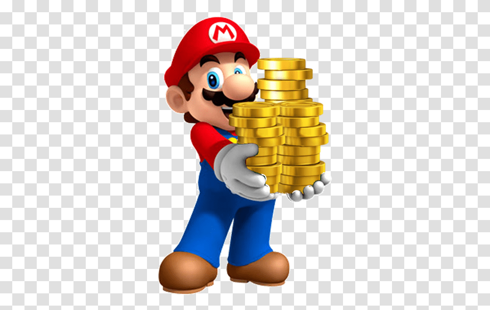 Coins Mario With Gold Coins, Super Mario, Toy, Person, Human Transparent Png