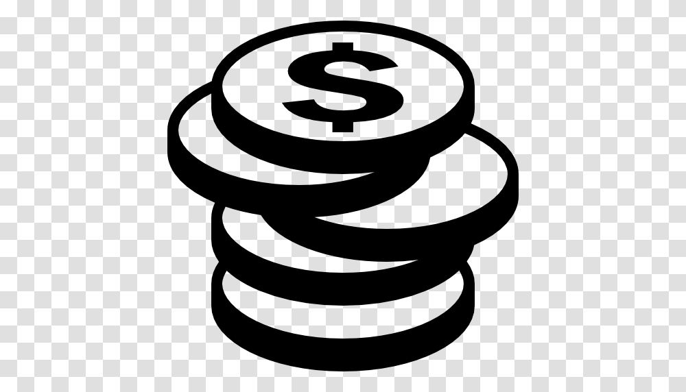Coins Money Icon, Spiral, Coil, Rotor, Machine Transparent Png