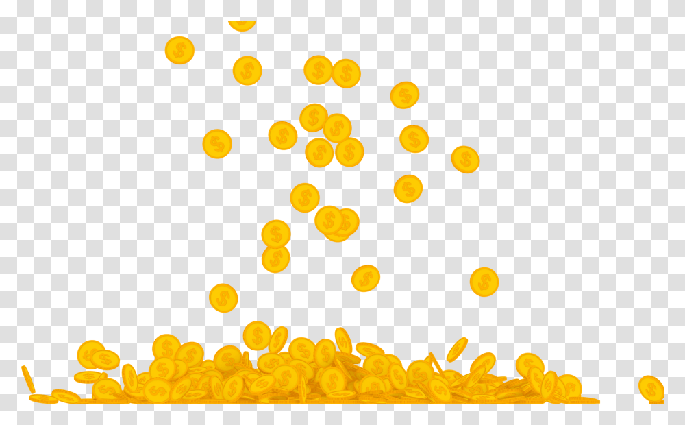 Coins Pack Is 2d Stylized Motion Design Elements On Gold Coins Falling, Plant, Confetti, Paper, Food Transparent Png