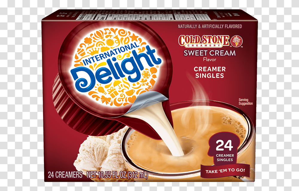 Cold Stone Creamery Sweet Cream Creamer Singles Delight Coffee Creamer, Food, Beverage, Drink, Coffee Cup Transparent Png