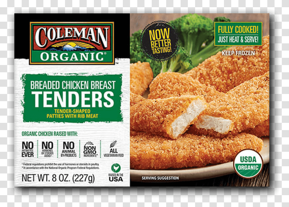 Coleman Natural Foods Organic Breaded Chicken Breast Coleman Chicken, Nuggets, Fried Chicken, Plant, Menu Transparent Png