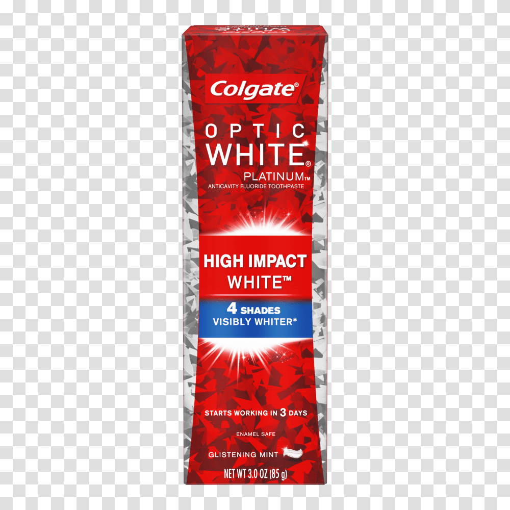 Colgate Optic White High Impact Whitening Toothpaste Ounce, Bottle, Incense, Label Transparent Png