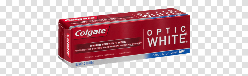 Colgate Optic White Toothpaste Box, First Aid, Plastic Wrap, Ammunition Transparent Png