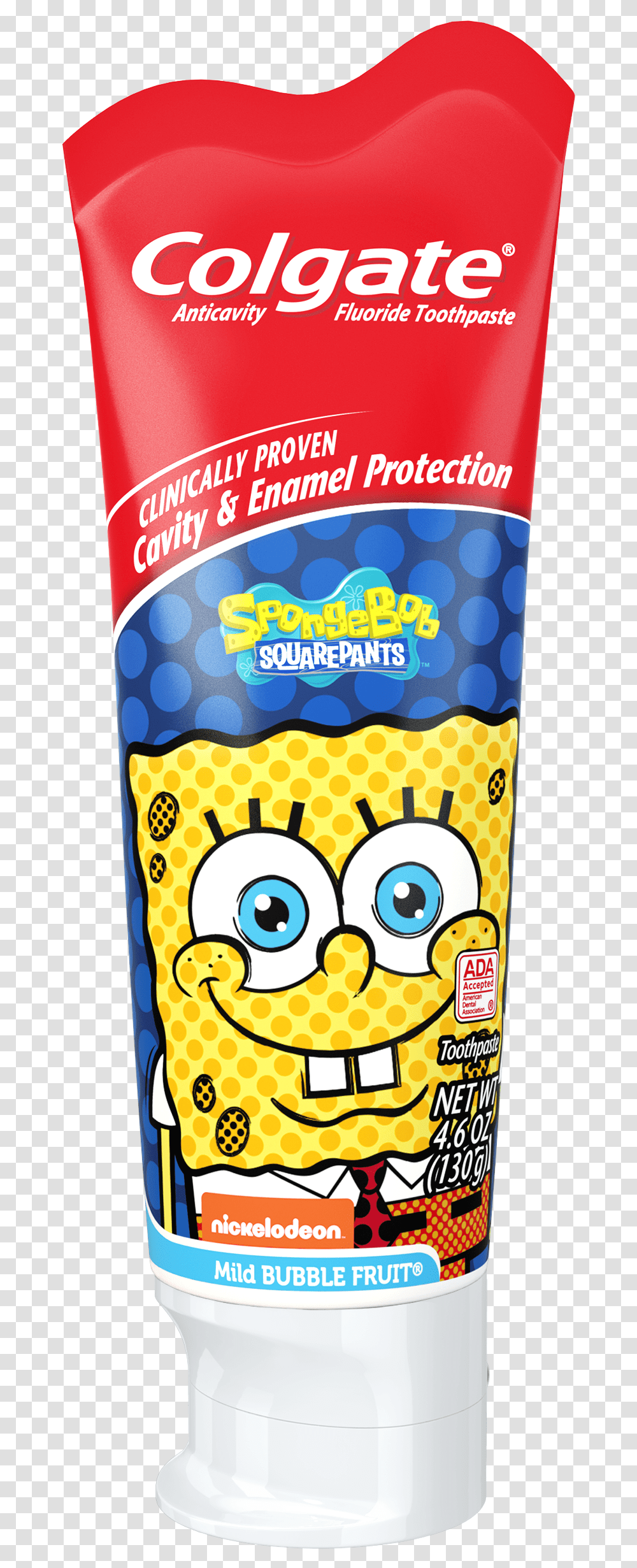 Colgate Spongebob Squarepants Fluoride Toothpaste Mild Colgate For Kids Spongebob, Beer, Beverage, Food, Label Transparent Png
