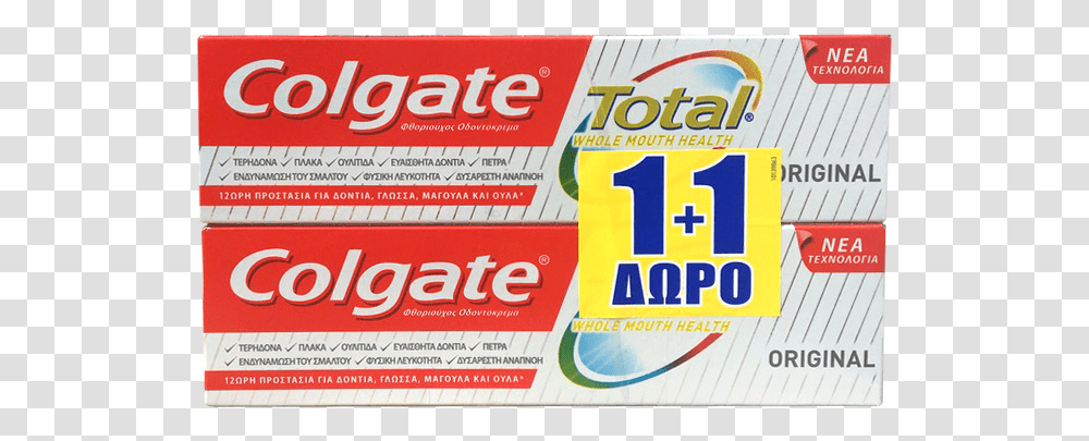 Colgate Total Original Toothpaste 1 1 Free 2 X 75ml Paper, Gum, Food Transparent Png