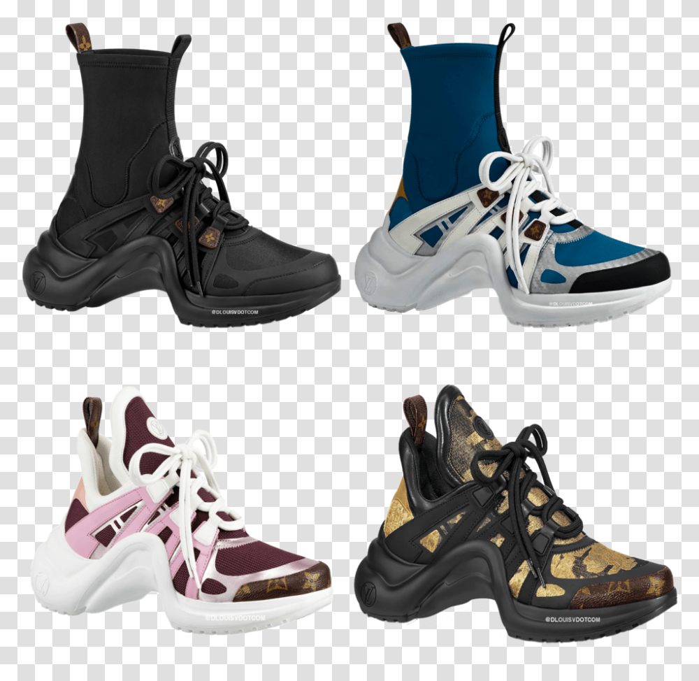 Collage 2 Louis Vuitton Archlight Boot, Apparel, Shoe, Footwear Transparent Png