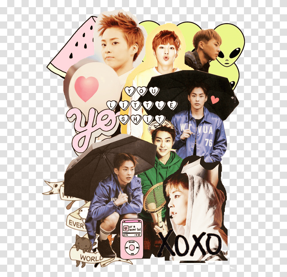 Collage Exo And Wallpaper Image Poster, Person, Human, Advertisement, Book Transparent Png