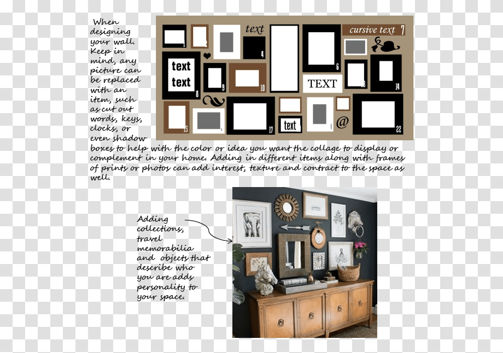Collage Wall How To Make A Collage Wall Interior, Furniture, Poster, Advertisement, Flyer Transparent Png