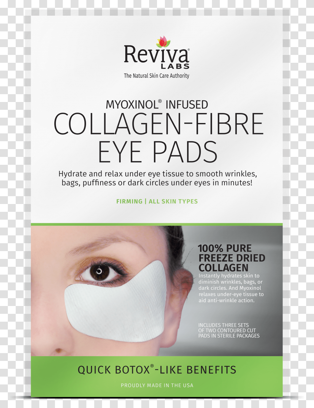 Collagen Fibre Eye Pads With Myoxinol, Poster, Advertisement, Person, Human Transparent Png