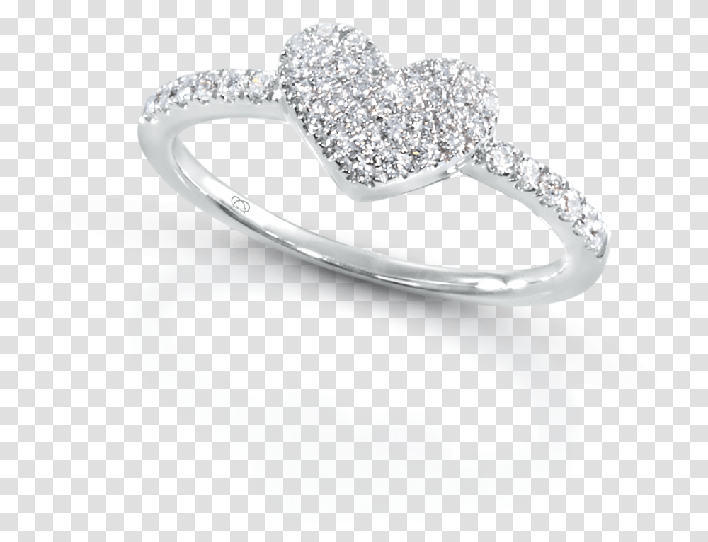 Collectible Rings Graceful Pave Diamond Heart Shape Pre Engagement Ring, Jewelry, Accessories, Accessory, Silver Transparent Png