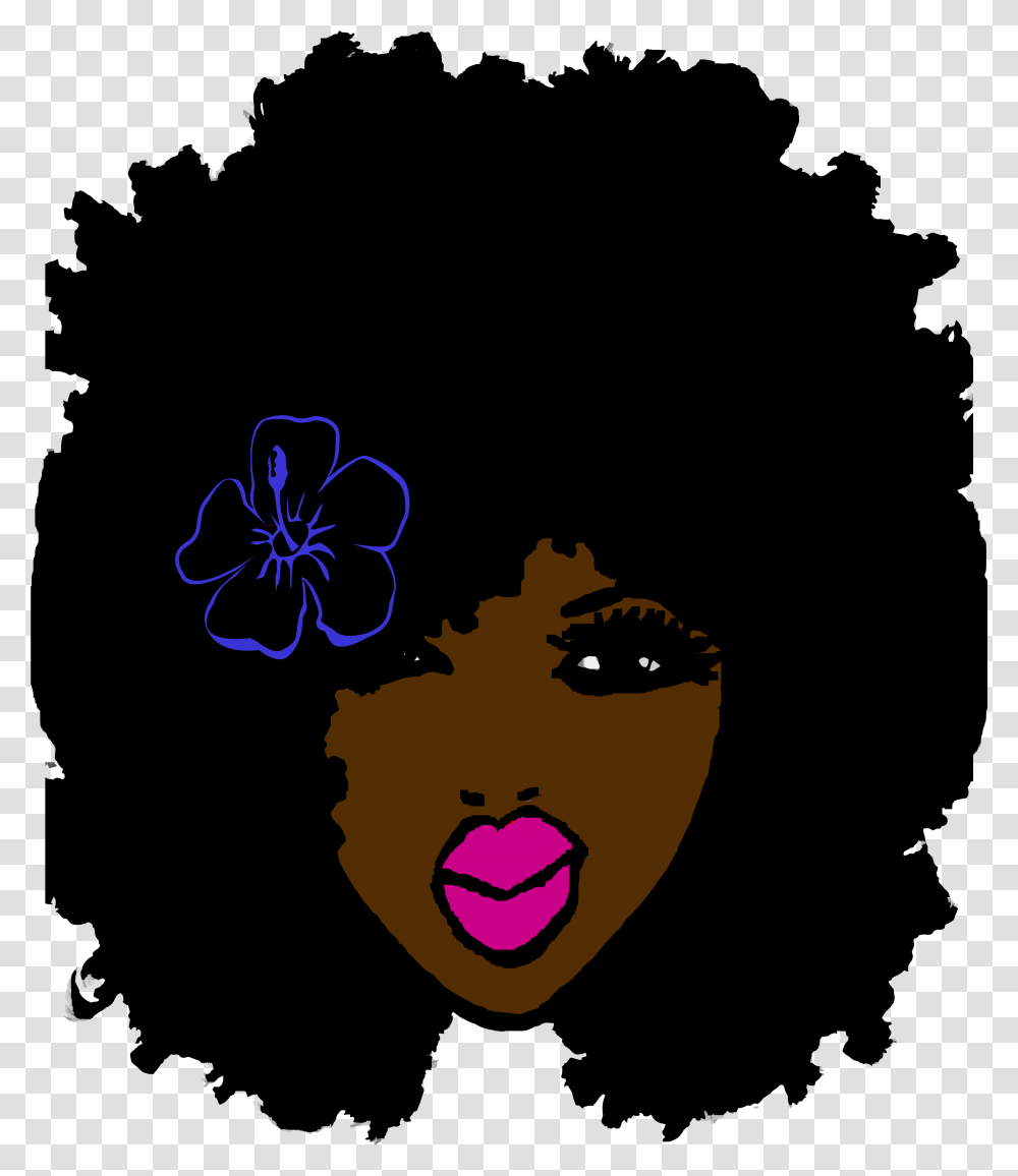 Collection Ellendaisy On Threadless Naturally Curly Black Woman Face Silhouette, Floral Design, Pattern Transparent Png