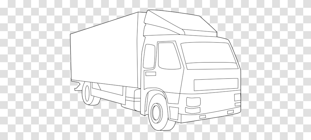 Collection Of Delivery Truck Line Drawing Truck Line Truck Line Art, Van, Vehicle, Transportation, Moving Van Transparent Png