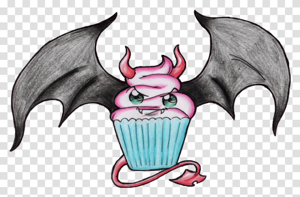 Collection Of Evil Cupcake Drawing Cartoon, Bat, Wildlife, Mammal, Animal Transparent Png