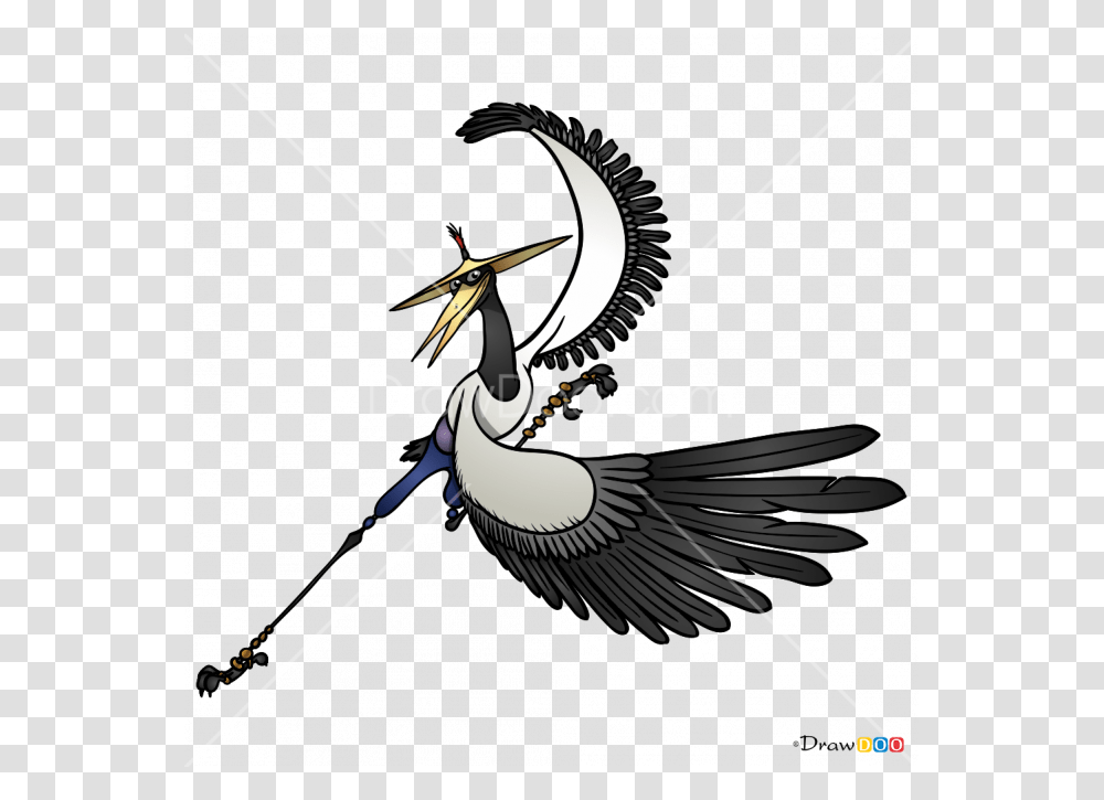 Collection Of Free Crane Drawing Step By Download On Crane From Kung Fu Panda, Crane Bird, Animal, Bow, Stork Transparent Png