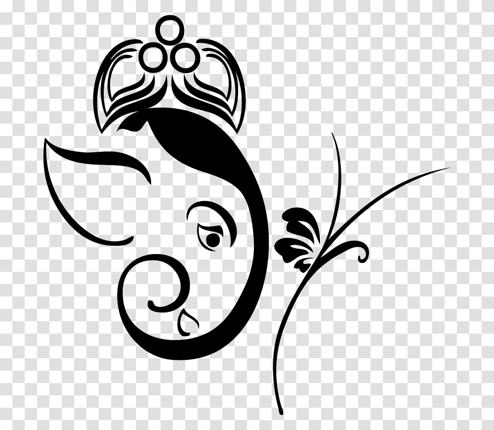 Collection Of Free Ganesh Drawing Wall Download On Ganesh Ji Drawing Simple, Floral Design, Pattern Transparent Png