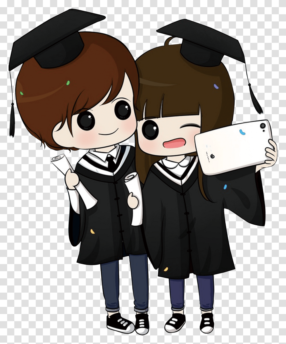 Collection Of Free Graduation Drawing Uniform Download Animated Graduation Girl Cartoon, Phone, Electronics, Person, Shoe Transparent Png