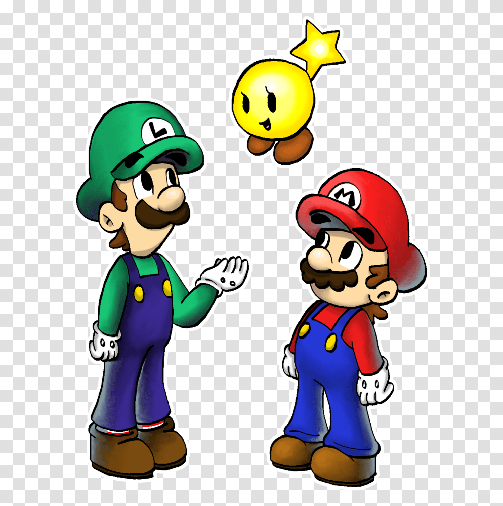 Collection Of Free Luigi Drawing Artwork Mario Luigi And Starlow, Super Mario, Elf, Mascot Transparent Png