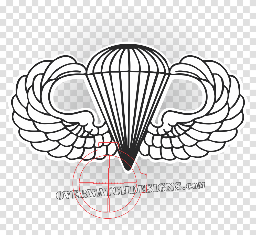 Collection Of Free Military Drawing Paratrooper Download Army Airborne Wings Outline, Sphere, Ball, Emblem Transparent Png