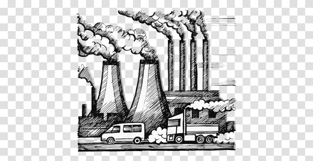 Collection Of Free Pollution Drawing Air Air Pollution Black And White, Car, Transportation, Architecture, Building Transparent Png