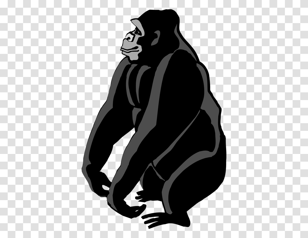 Collection Of Gorilla Clipart Gorilla Clipart, Person, Human, Kneeling, Silhouette Transparent Png