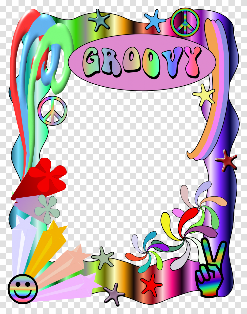Collection Of Groovy Clipart Hippie Frame, Floral Design, Pattern Transparent Png