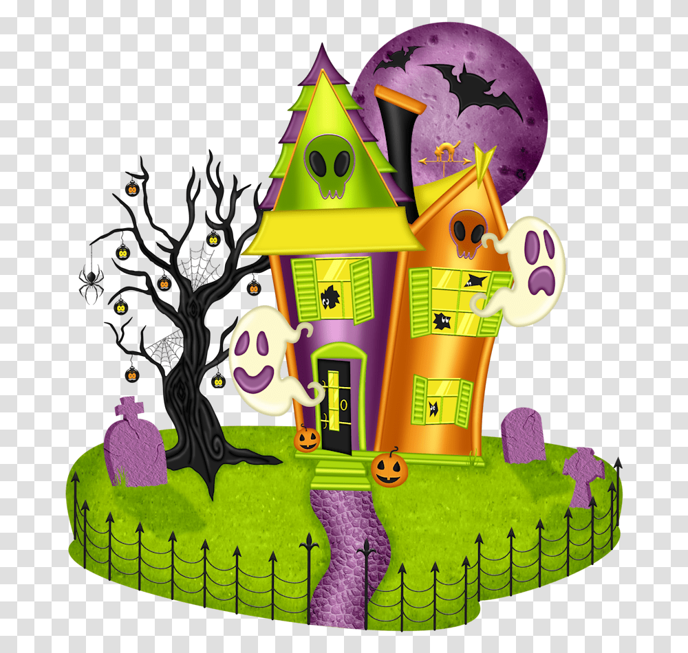Collection Of Halloween Haunted House Clipart Halloween Haunted House Clipart, Cake, Dessert, Food, Nutcracker Transparent Png